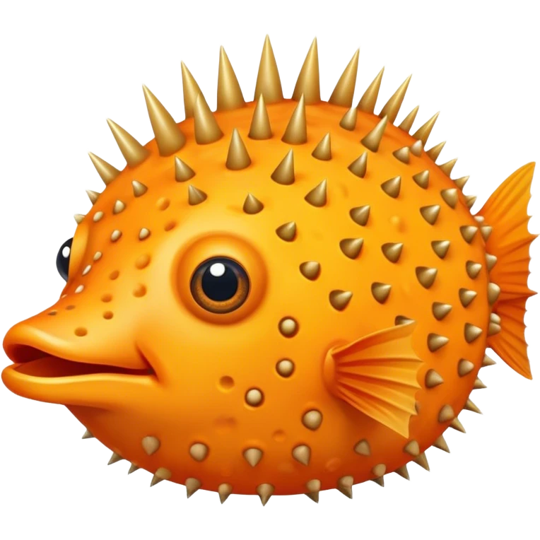 All Orange PufferFish with Spikes Only No fins facing forward emoji