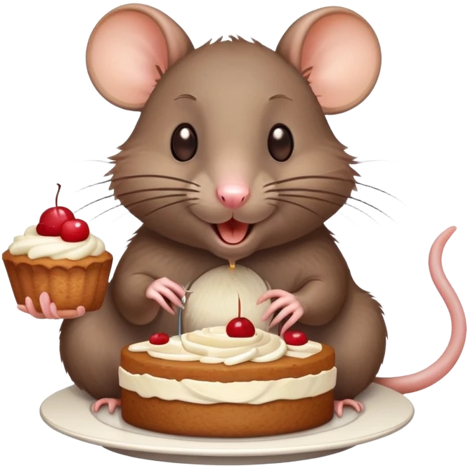 Rat with dessert emoji