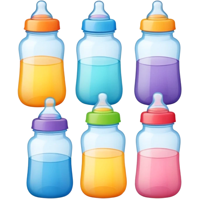set of baby bottles in different colors and sizes emoji