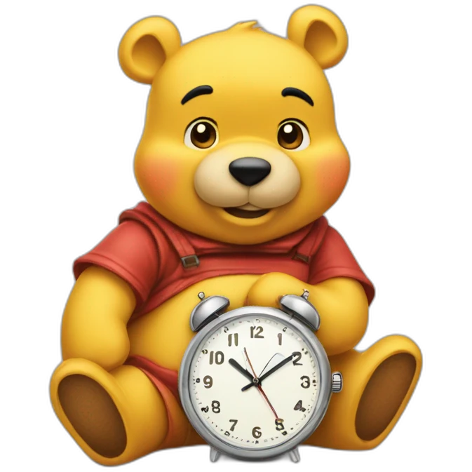 viinie pooh looks at watch emoji