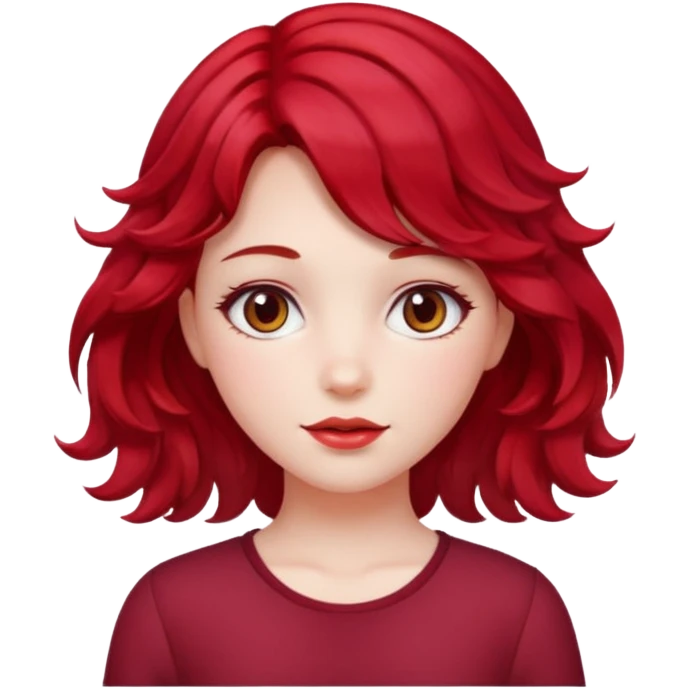 Soft girl with Cherry red wavey medium size hair  emoji