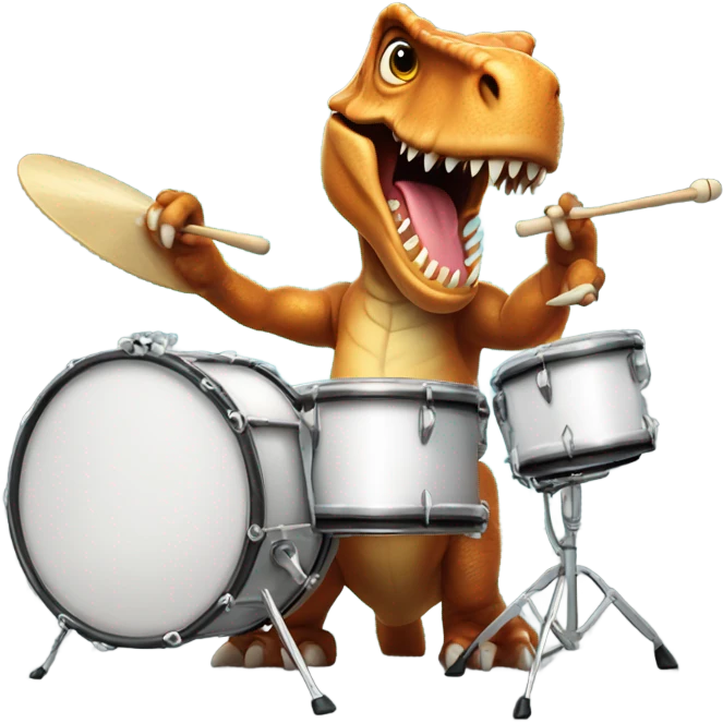 T-Rex playing drums emoji