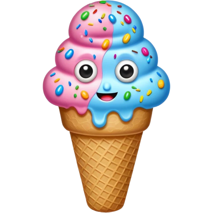 sprinkled ice cream with eyes emoji