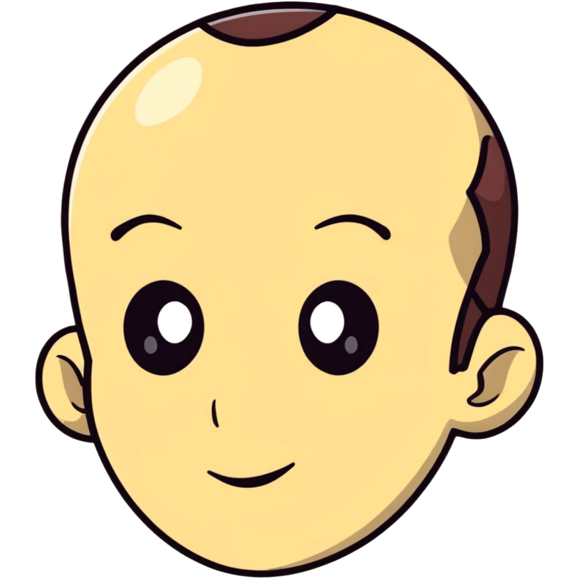 Man with an exaggerated huge forehead, funny character, male face emoji