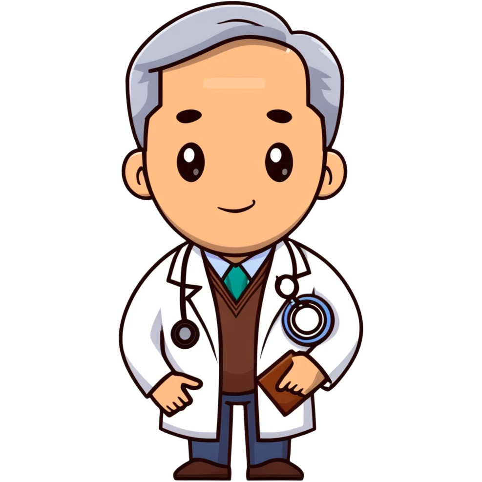 professional mature male doctor around 60 with stethoscope and white coat, cinnamon skin tone, medium-dark complexion emoji