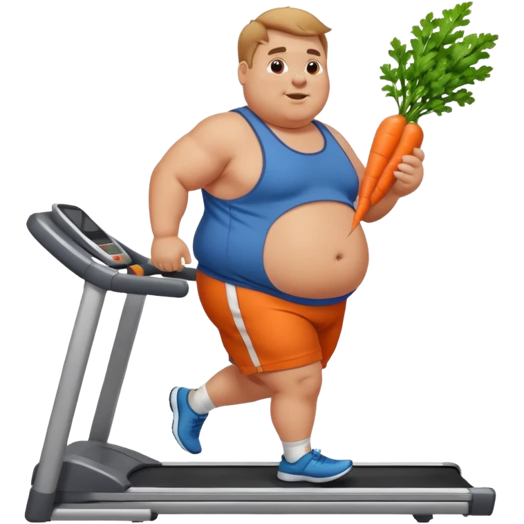 fat man on treadmill with carrot emoji