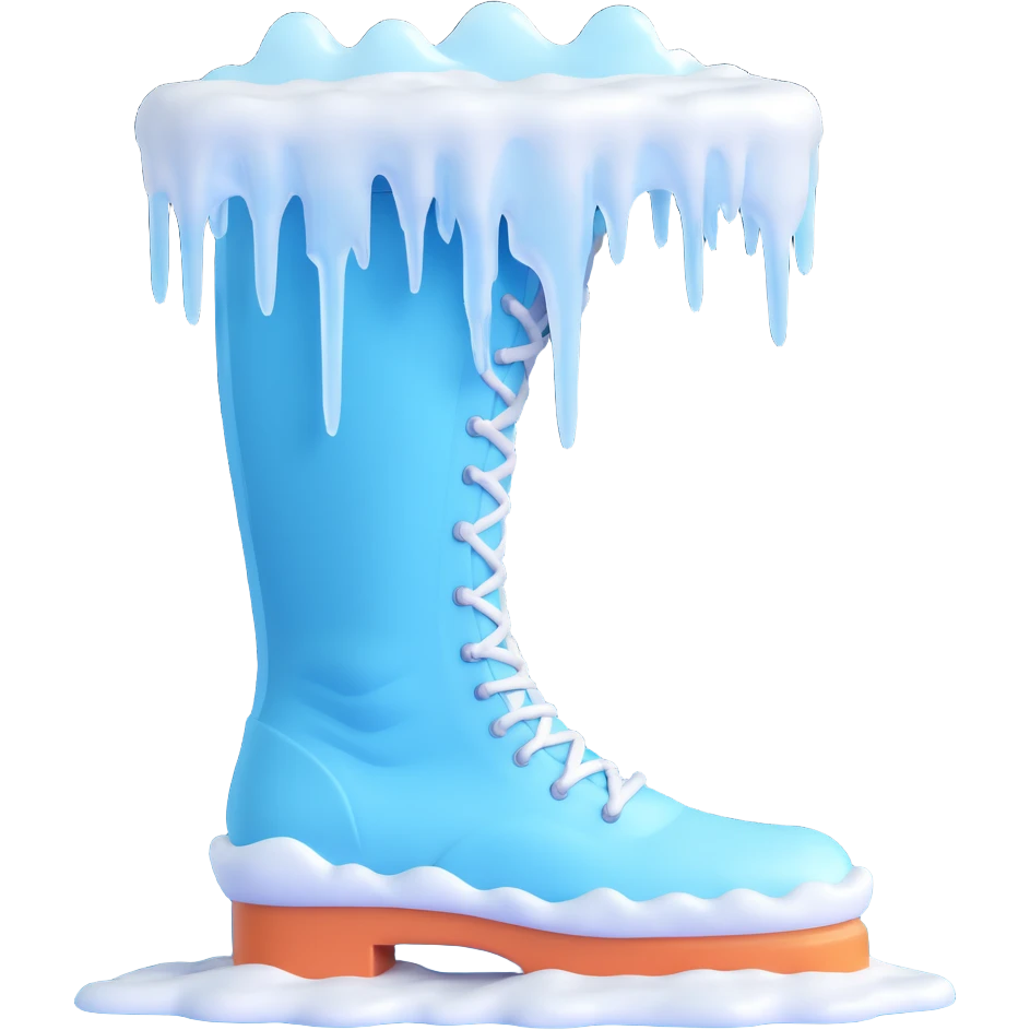 a foot that appears frozen with icicles and frost, sharp cutting edge emoji
