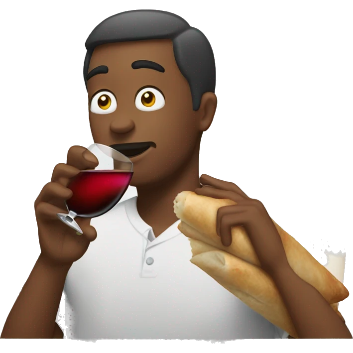  Man drinking wine eating egg roll emoji