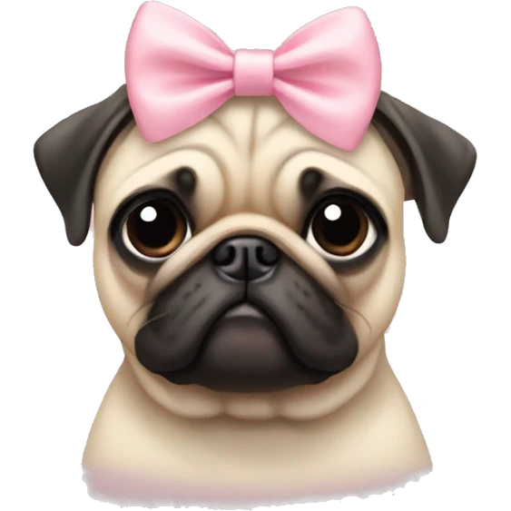 Pug with a light pink Bow  emoji