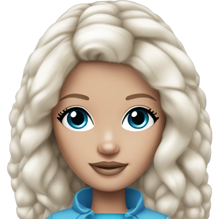 white girl black hair barbie with blue eyes  emoji
