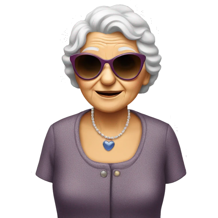 old lady with heart sunglasses emoji
