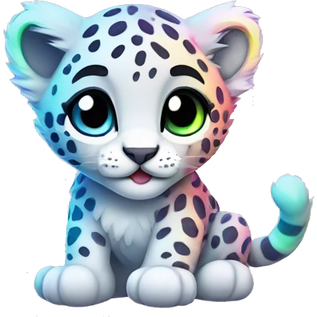 neon rainbow snow leopard cub emoji