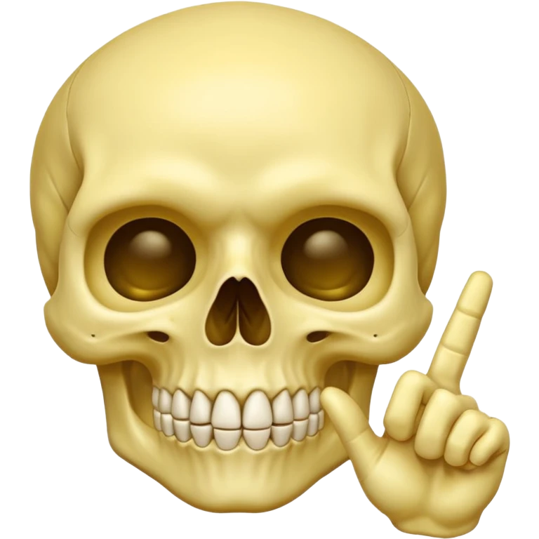 Yellow skull making a “shh” gesture emoji