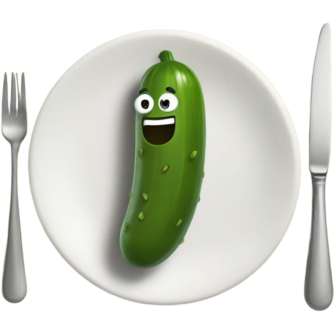 Pickle riding a fork emoji