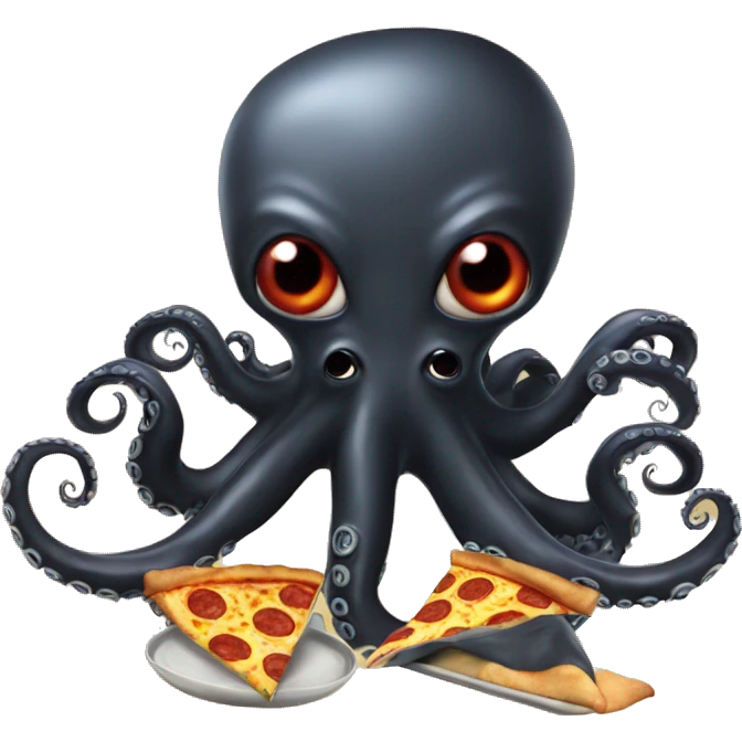 black Alien Octopus with pizza emoji