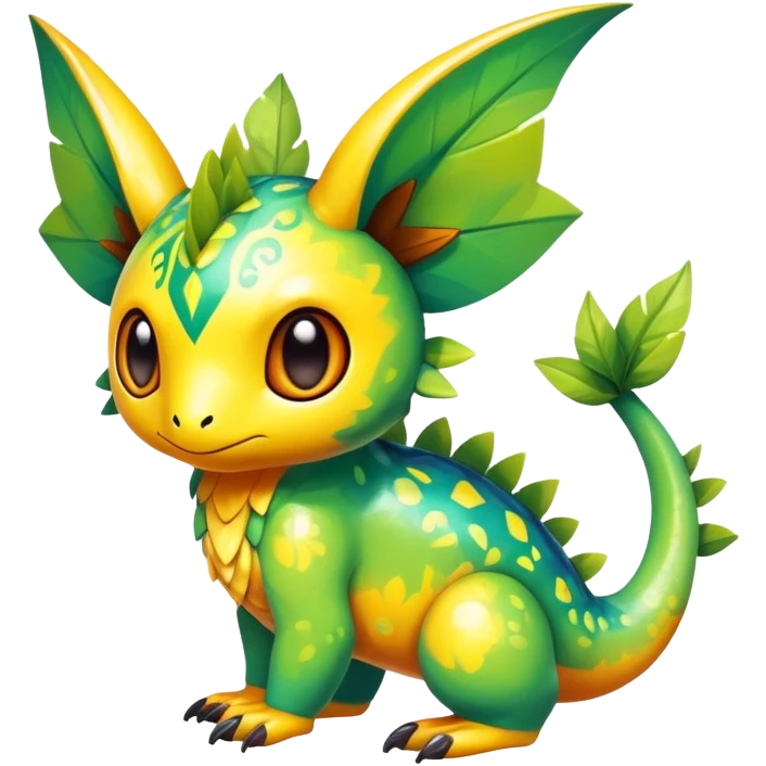 Exotic tropical shiny rare colorful epic cute Fakémon-creature, full body, with random markings emoji