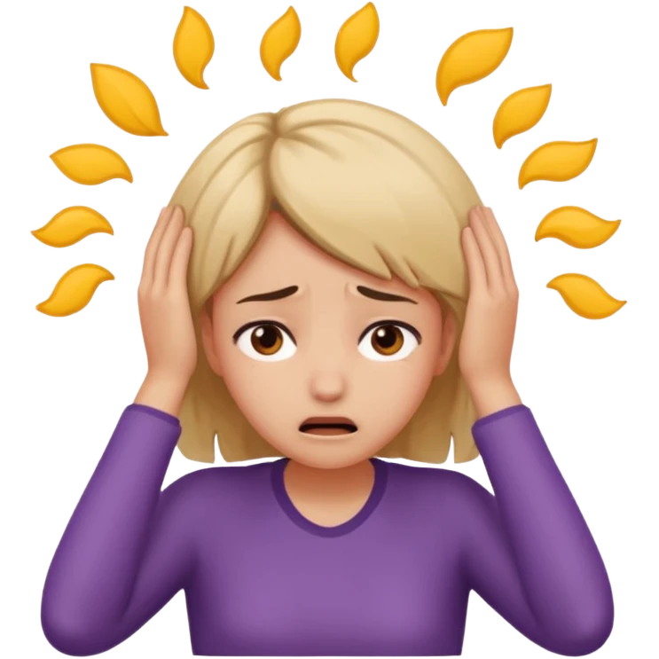 girl stressed out with hands on head emoji