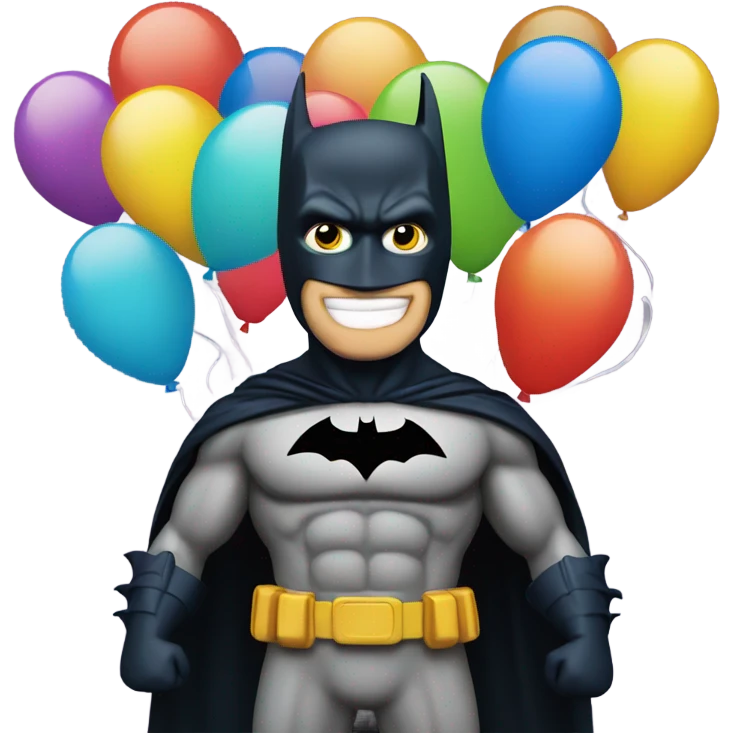 Batman with happy birthday balloons  emoji