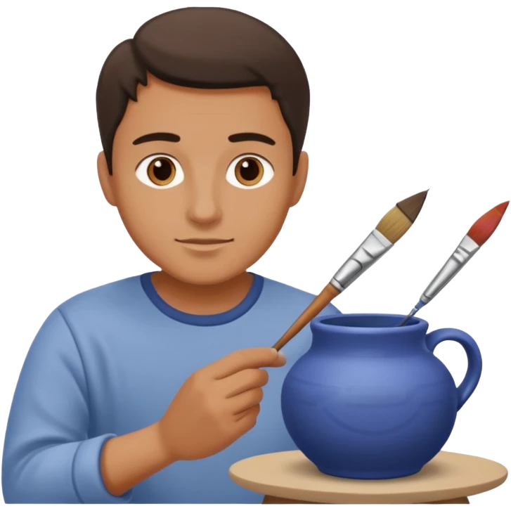 A Man Painting Pottery With A Brush emoji