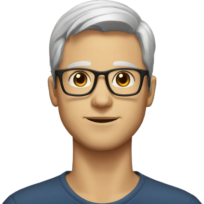 white Guy with brown hair and glasses emoji