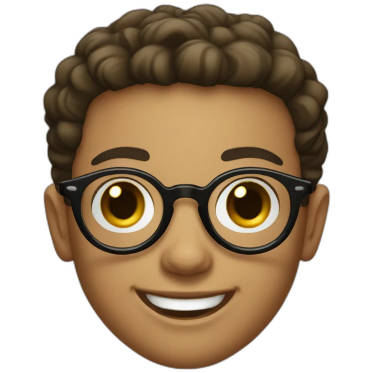 A light skin boy wearing small-size black-rimmed round glasses smiling emoji