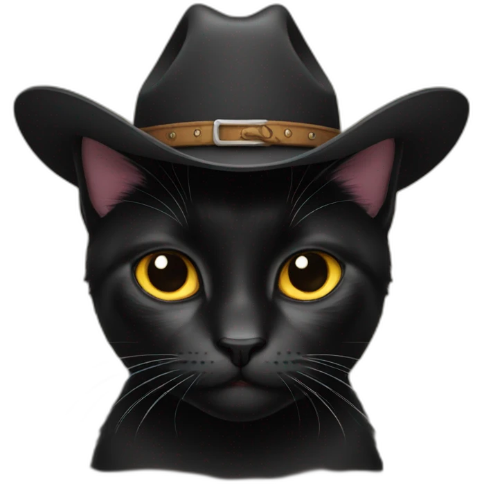 black cat wearing a cowboy hat emoji