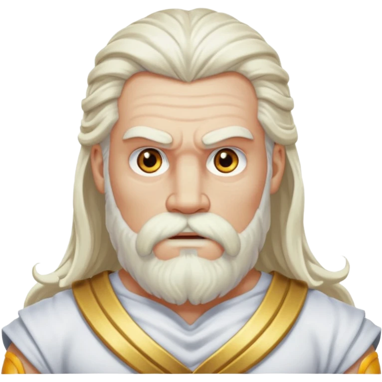 GOD OF WAR Zeus with white eyes white long hair and long white beard  emoji