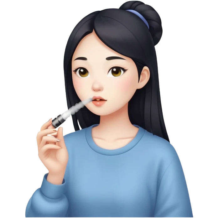 Asian girl vaoing cutely  emoji