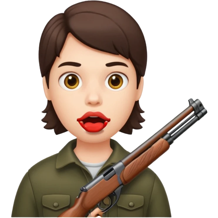 Shotgun in mout emoji