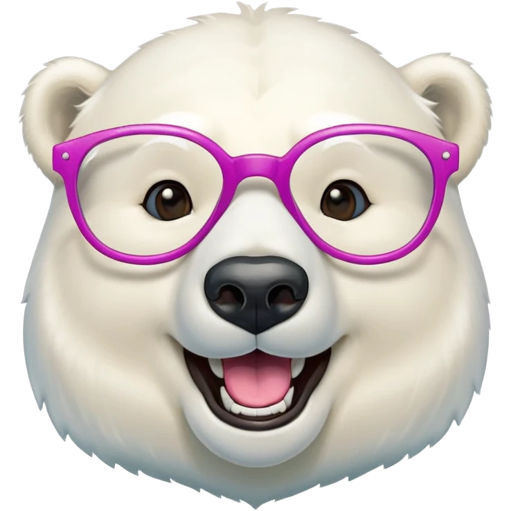 laughing polar bear headshot wearing oversized colorful glasses emoji