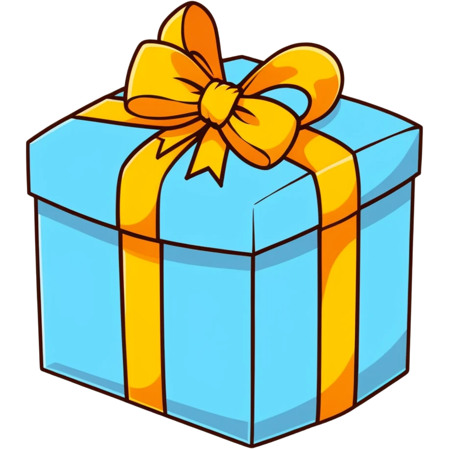 light blue gift box with yellow ribbon emoji