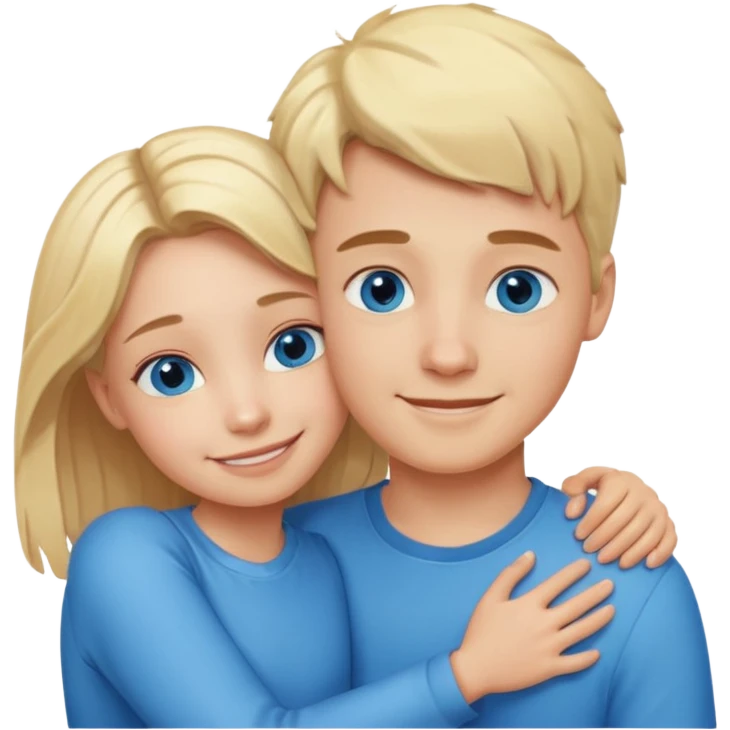 Boy and girl hugging each other in love emoji