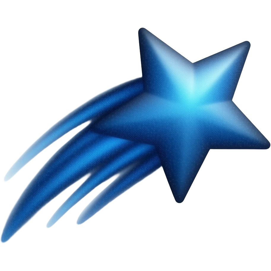 une etoile filante avec des teintes bleus fonces avec une trainee plus harmonieuse derriere qui scintillent emoji