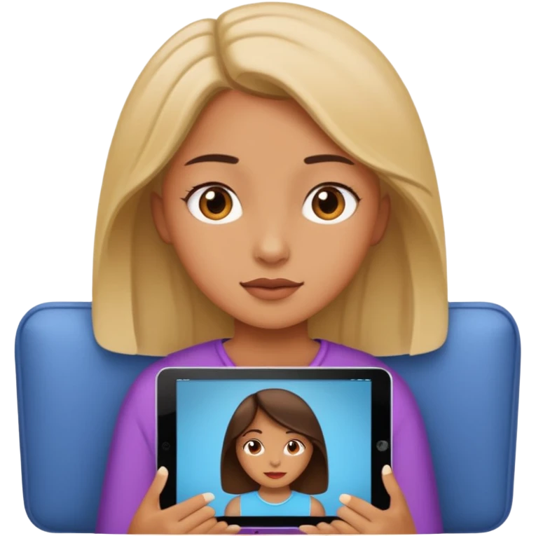 Girl watching a movie on iPad emoji
