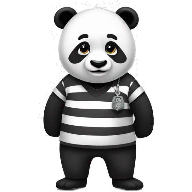 panda being handcuffed, arrested in prison clothes emoji