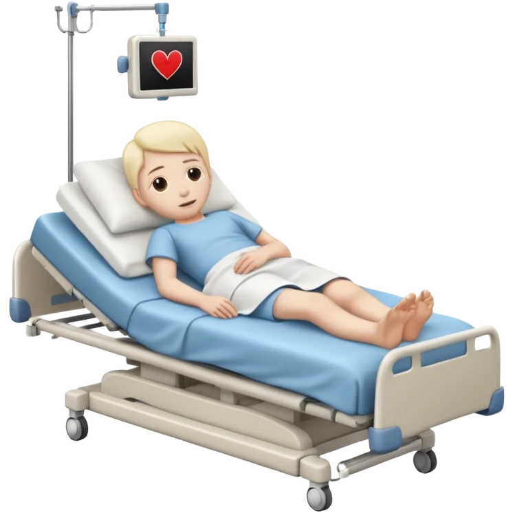 person with a pale face lying in a hospital bed ios style emoji emoji