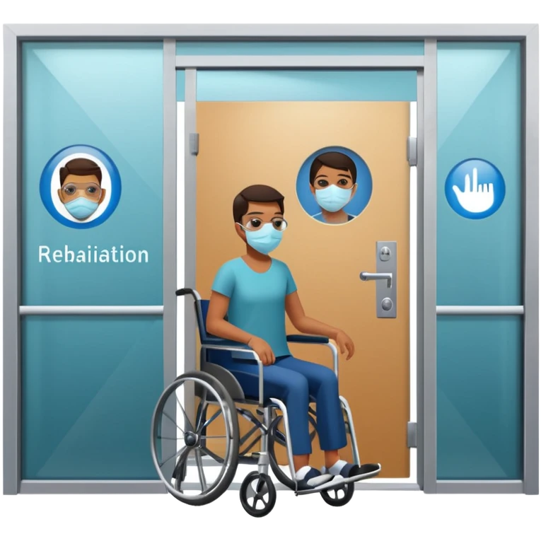 rehabilitation clinic entrance with wheelchair emoji