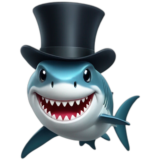 Shark with a top hat emoji