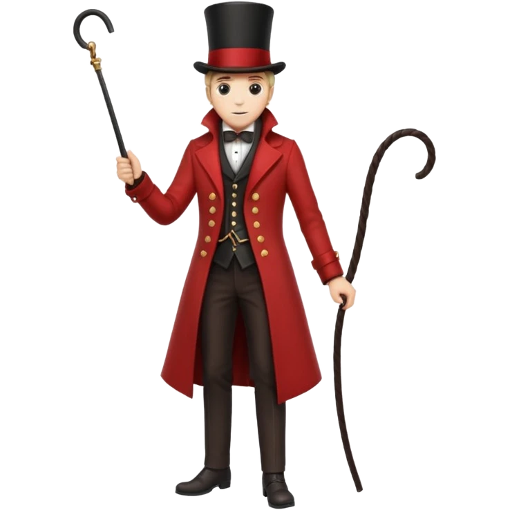 Ringmaster – Man in red coat and top hat, holding a whip or mic, full body emoji