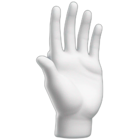 un blanc chauve qui fait un signe en collant ses deux mains avec l'index le majeur et le pouce levés emoji
