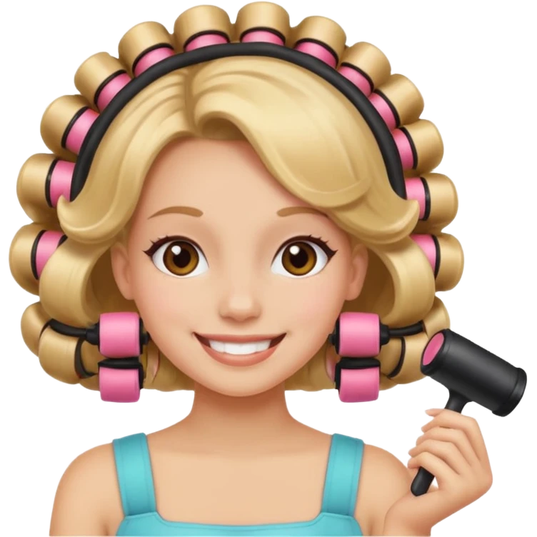 girl with hair roller on hair emoji
