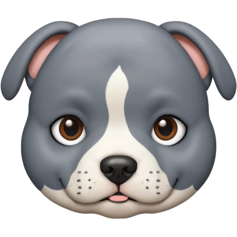 round circle puppy head uniform grey bleu staffy, stupid expression emoji