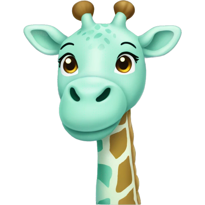 A light blue-green plush giraffe  emoji