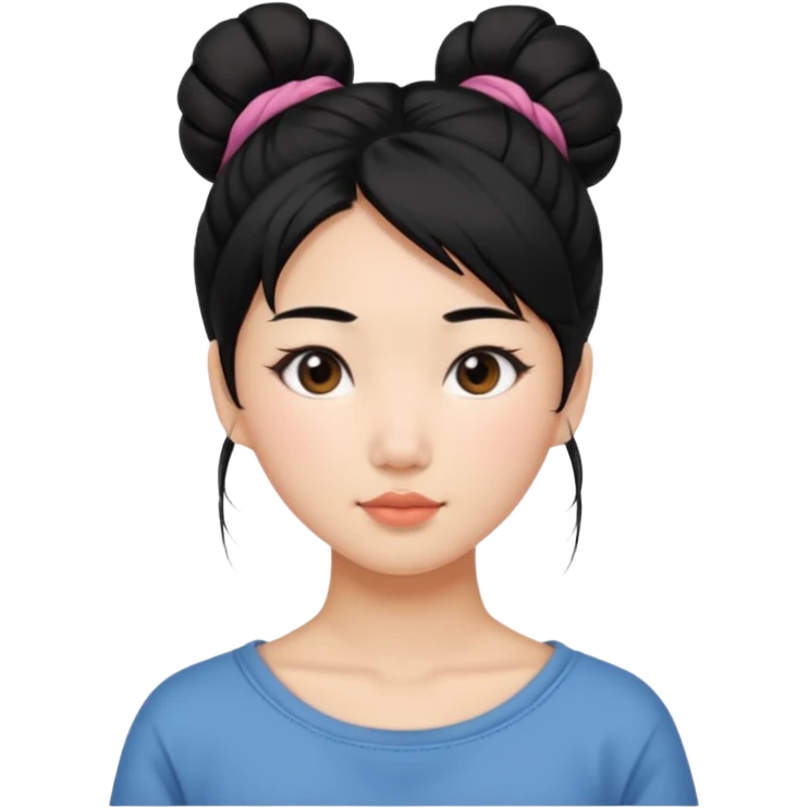Beautiful Asian girl with black hair in messy bun emoji