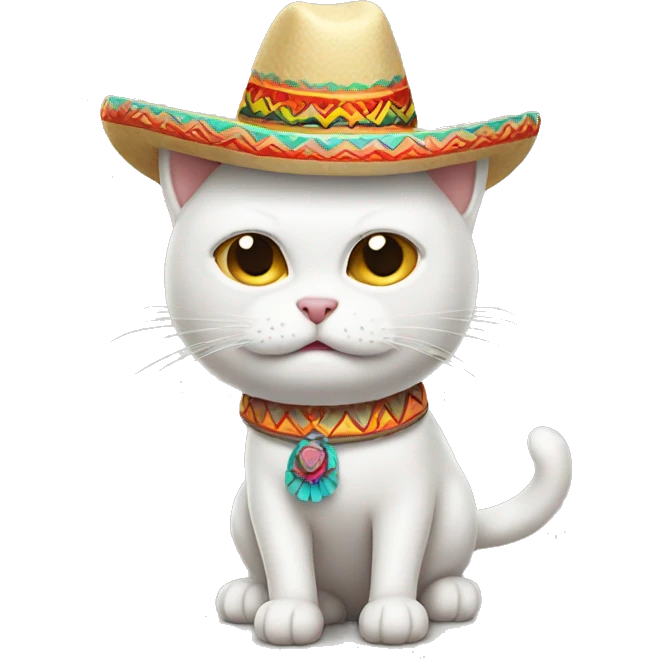 White crying cat wearing sombrero emoji
