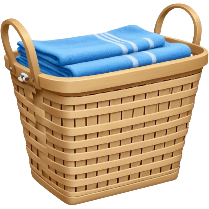 laundry basket with blue towels emoji