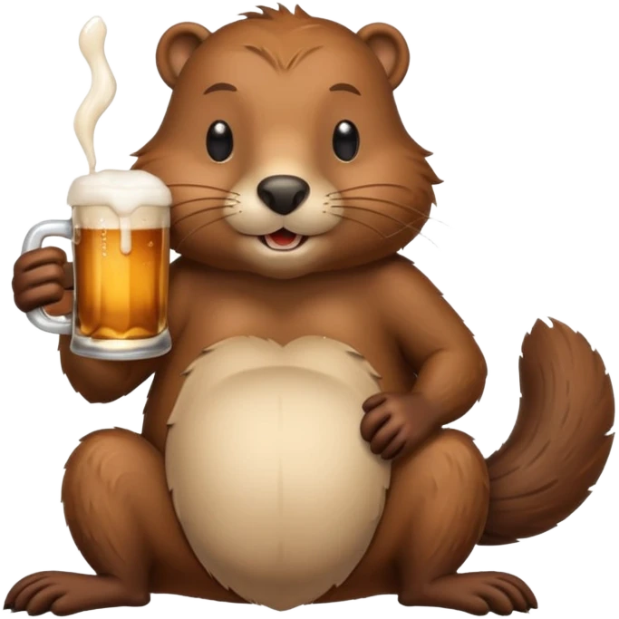 A relaxed beaver leaning back with a foamy beer mug emoji