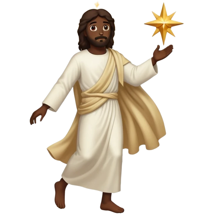 Dark skin christ Jesus walking in the heavens  emoji