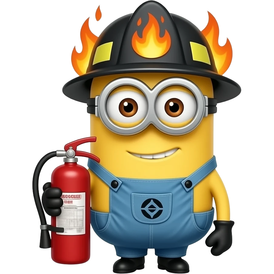 pink female Minion as a firefighter with a Controlled Burn on helmet emoji