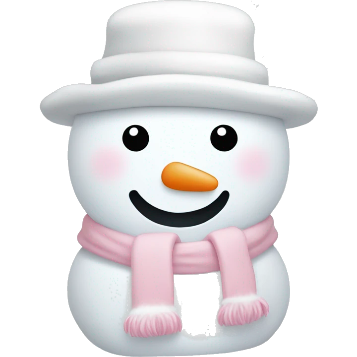 Cute white and light pink snowman emoji